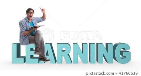Young male student in education concept isolated on white 41766639