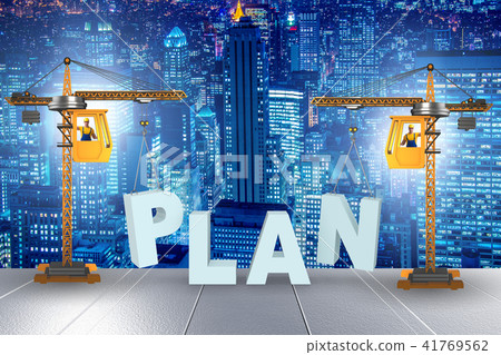 Plan and strategy concept with crane lifting letters 41769562