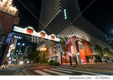 Nagoya Fushimi dori Urban landscape Grand Maison Ozen za Tower Oyado Street symbol arch Night view Nagoya Fushimi dori Urban landscape Grand Maison Ozen za Tower Oyado Street symbol arch Night view 41769801