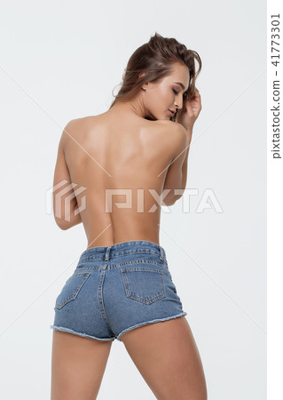 Slim young woman posing in shorts 41773301