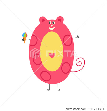 Number zero cute cartoon character isolated on white background. 41774311