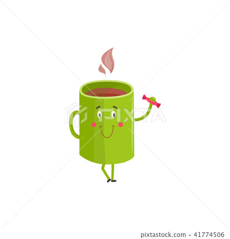 Hot Coffee Or Tea Cup Cartoon Character Stock Illustration 41774506 Pixta https www pixtastock com illustration 41774506