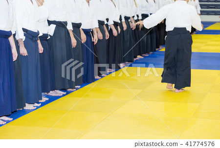 People in kimono and hakama on martial arts training 41774576