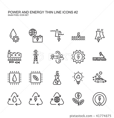 Clean power and green energy thin line icons set 2 - Stock Illustration ...
