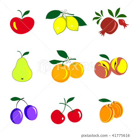 Fruits and berries colored icons collection. Fruits and berries colored icons collection. 41775616