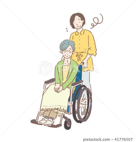 A Wheelchair Nursing Woman Illustration Mature Age - Stock Illustration 