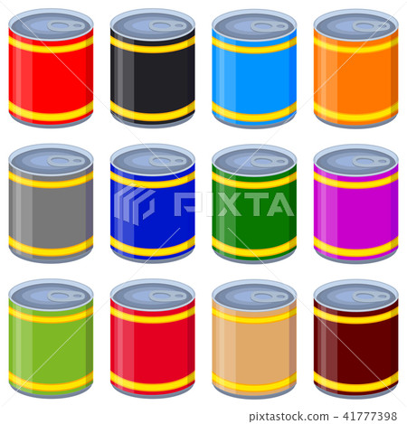 Colorful cartoon tin can mock up set Colorful cartoon tin can mock up set 41777398