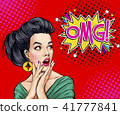 Surprised Pop Art sexy woman with open mouth  41777841