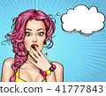 Surprised young sexy woman with open mouth.  41777843