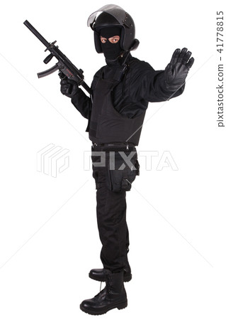 police special forces officer in black uniform police special forces officer in black uniform 41778815