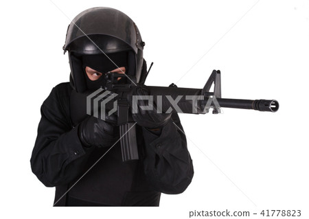 SWAT officer in black uniform SWAT officer in black uniform 41778823