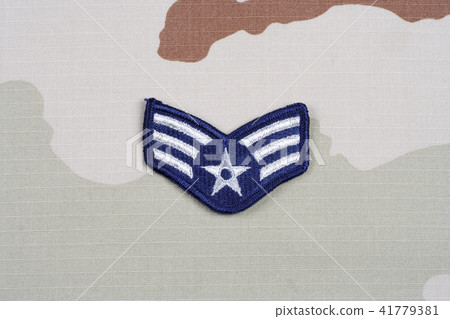 US AIR FORCE Senior Airman rank patch on uniform US AIR FORCE Senior Airman rank patch on uniform 41779381
