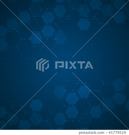 Abstract science and technology concept from hexagonal elements. Polygonal geometric design with 41779529