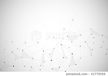 Abstract background with connected lines and dots. Geometric and polygonal communication. Abstract background with connected lines and dots. Geometric and polygonal communication. 41779569
