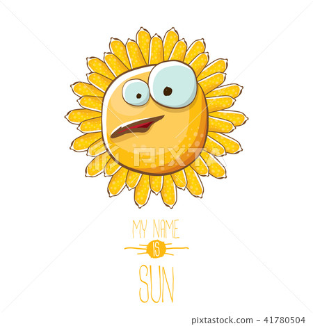 vector funky cartoon style summer sun character isolated on white background. My name is sun concept vector funky cartoon style summer sun character isolated on white background. My name is sun concept 41780504