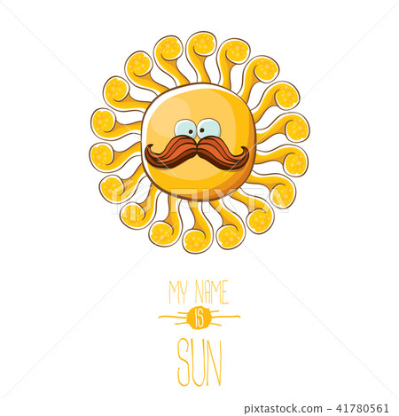 vector funky cartoon style summer sun character isolated on white background. My name is sun concept 41780561