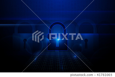 Padlock with Cyber data security background 41781003