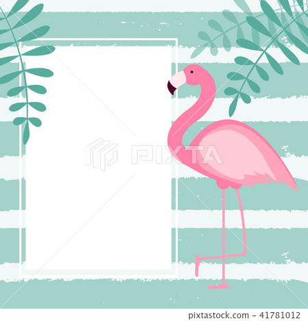 Cute Summer Abstract Frame Background with Pink Flamingo Vector Illustration Cute Summer Abstract Frame Background with Pink Flamingo Vector Illustration 41781012