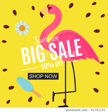 Abstract Summer Sale Background with Flamingo. Vector Illustration Abstract Summer Sale Background with Flamingo. Vector Illustration 41781141