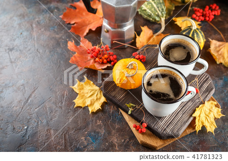 Coffee cups and pumpkins 41781323