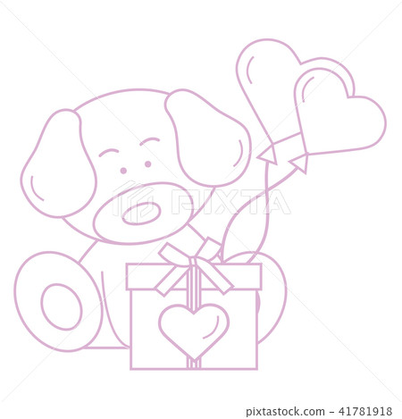 puppy with gift, hearts and balloons Valentine's puppy with gift, hearts and balloons Valentine's 41781918