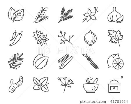 Spices and herbs icon set. Spices and herbs icon set. 41781924