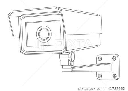 Security cctv camera hand drawn sketch Royalty Free Vector