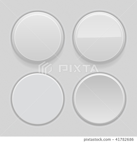 Gray plastic buttons. 3d round signs - normal, active, pushed 41782686