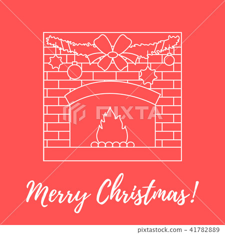 kindled fireplace, garland, Christmas balls and kindled fireplace, garland, Christmas balls and 41782889