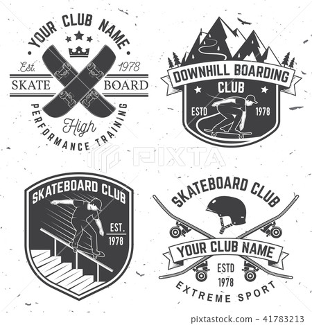Set of Skateboard and longboard club badges. Vector illustration Set of Skateboard and longboard club badges. Vector illustration 41783213