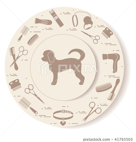 Decorative plate with dog silhouette, combs, Decorative plate with dog silhouette, combs, 41783503