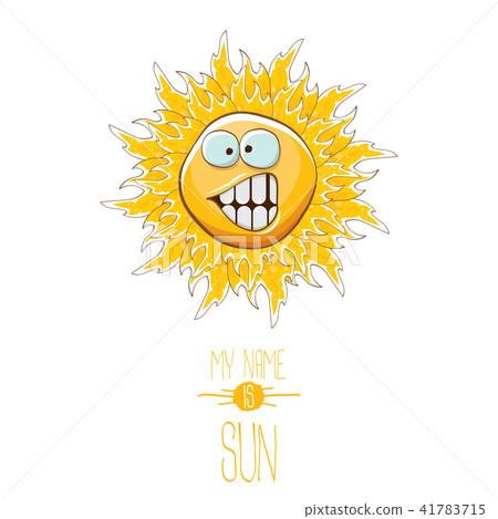 vector funky cartoon style summer sun character isolated on white background. My name is sun concept 41783715