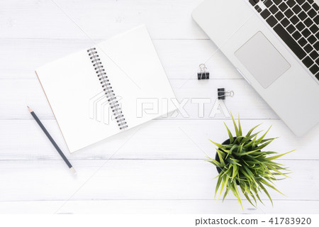 Creative flat lay photo of workspace desk. Creative flat lay photo of workspace desk. 41783920