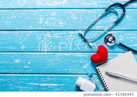 Flat lay of tools medical & Healthcare insurance 41784345