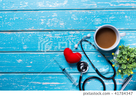 Flat lay of tools medical & Healthcare insurance Flat lay of tools medical & Healthcare insurance 41784347