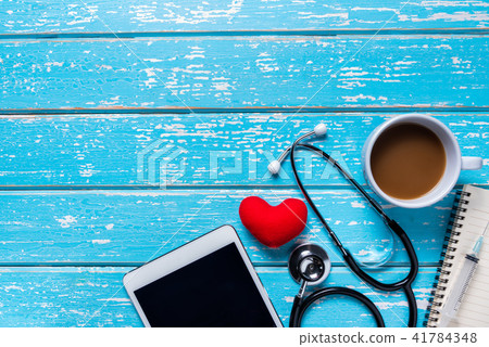Flat lay of tools medical & Healthcare insurance Flat lay of tools medical & Healthcare insurance 41784348