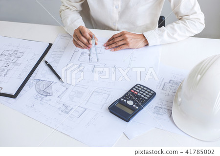 Workplace items tools for project, Architect or Engineer working Workplace items tools for project, Architect or Engineer working 41785002