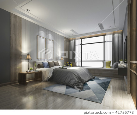 luxury modern bedroom suite in hotel with wardrobe 41786778