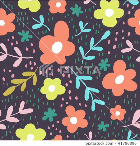 Seamless pattern with flowers scandinavian style - Stock Illustration ...
