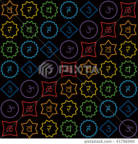 Pattern with chakras - yoga symbols Pattern with chakras - yoga symbols 41786990