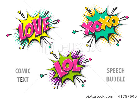 Set comic text speech bubble Love xoxo lol Set comic text speech bubble Love xoxo lol 41787609