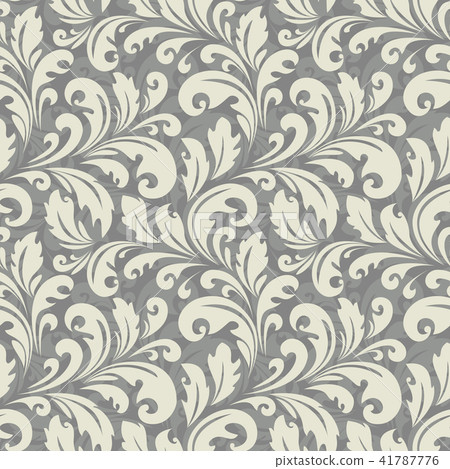 Floral grey pattern. Wallpaper baroque, damask. - Stock Illustration ...