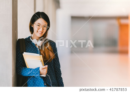 Asian college student smiling in university campus 41787853