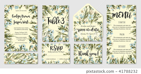 Wedding invite, menu, rsvp, thank you label  41788232