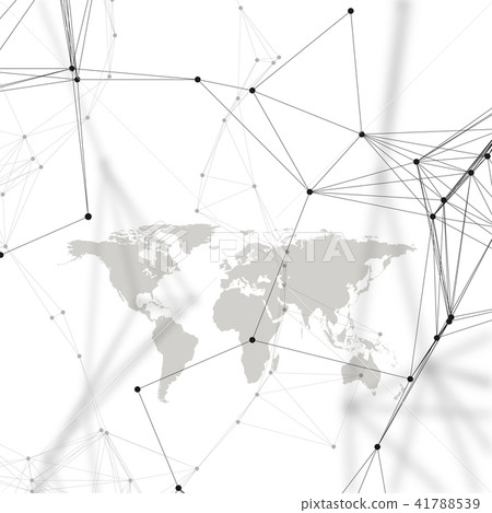 Abstract futuristic background with connecting lines and dots, polygonal linear texture. World map 41788539