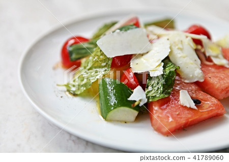 Refreshing Watermelon and parmesan cheese Salad.  41789060