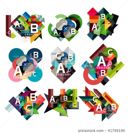Collection of paper geometric infographics, a b c process options, presentation layouts Collection of paper geometric infographics, a b c process options, presentation layouts 41789190