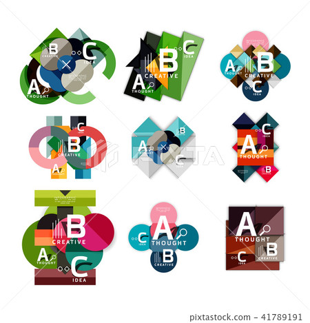 Collection of paper geometric infographics, a b c process options, presentation layouts 41789191