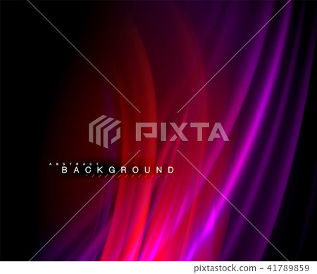 Neon glowing wave, magic energy and light motion background. Vector wallpaper template 41789859