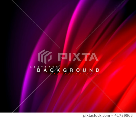 Neon glowing wave, magic energy and light motion background. Vector wallpaper template 41789863